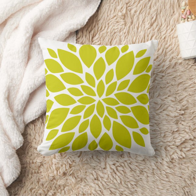 Coussin Chartreuse Éclatement floral vert et blanc (Couverture)