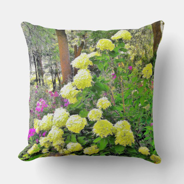 Coussin Chartreuse Vert Limelight Hydrangea Garden (Recto)