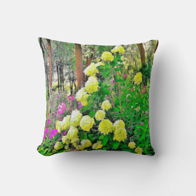 Coussin Chartreuse Vert Limelight Hydrangea Garden (Recto)