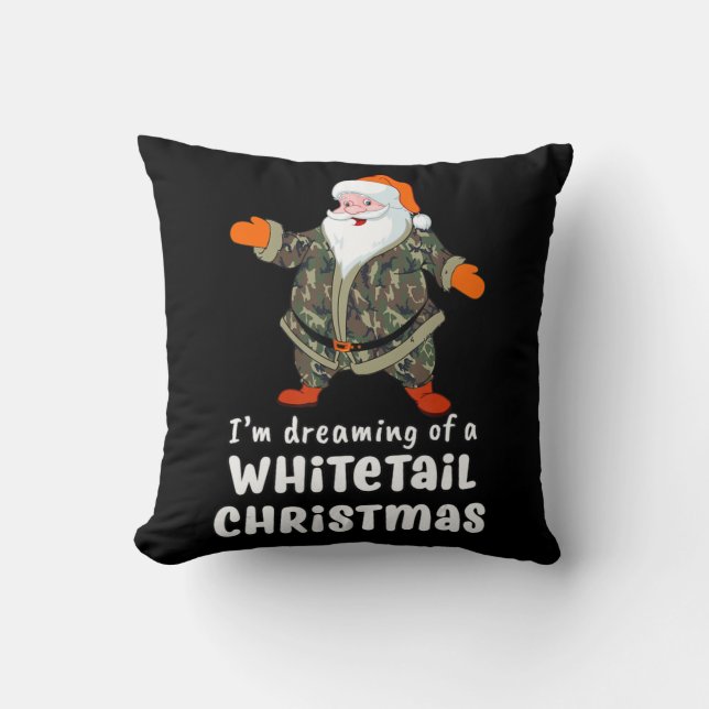 Coussin Chasse aux cerfs Whitetail Christmas Camo Père Noë (Recto)