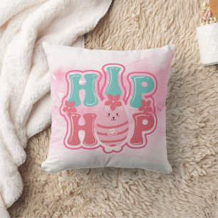 Coussin Chasse aux oeufs de lapin Hip hop Bonne aquarelle 