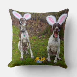 Coussin Chasse aux oeufs de Pâques et Chiens de fête Carré