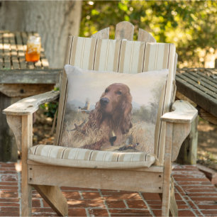 Coussin Chasse de Setter irlandais faisan, Art