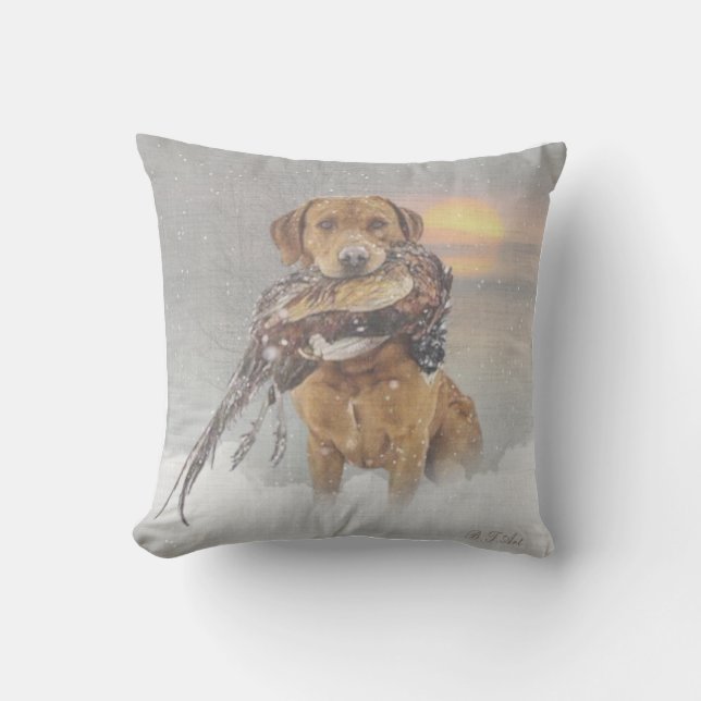 Coussin Chasse faisan en hiver affiche de tapisserie acryl (Recto)
