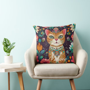 Coussin Chat à bijoux couronné