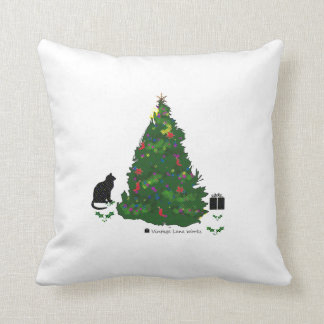 Coussin Chat à l'arbre de Noël