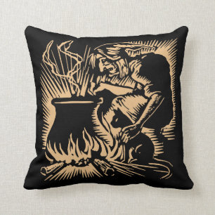 Coussin Chat à sorcière d'Halloween 1920 et coupe-bois d