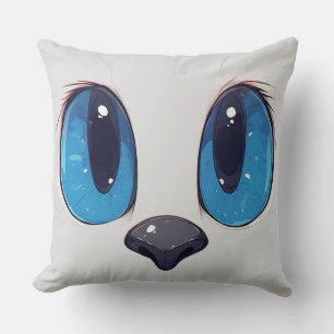 Coussin Chat aux yeux bleus adorable design mignon kawaii
