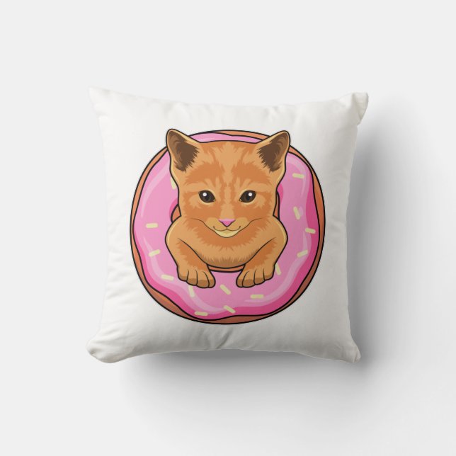 Coussin Chat avec Donut (Recto)
