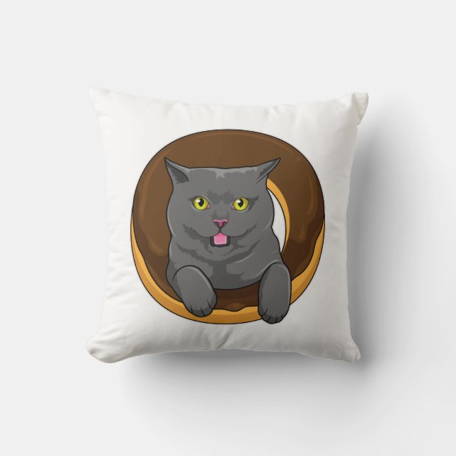 Coussin Chat avec Donut (Recto)