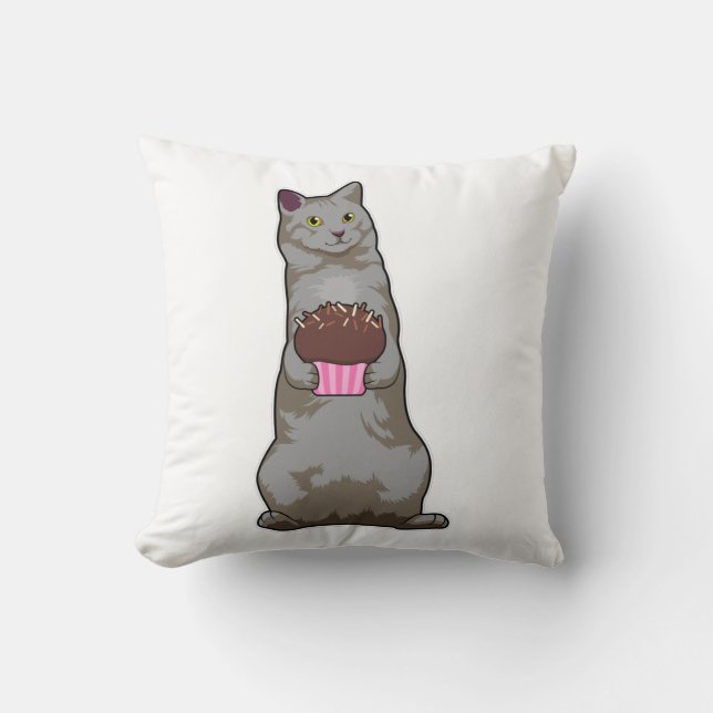 Coussin Chat avec muffin (Recto)