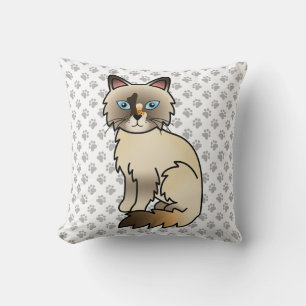 Coussin Chat Birman écaille de tortue / Ragdoll mignon & p