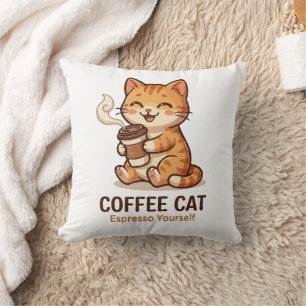 Coussin Chat Café Espresso Toi-Même Mignon Chat