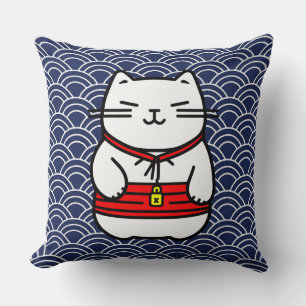Coussin Chat chanceux japonais ou Maneki-Neko