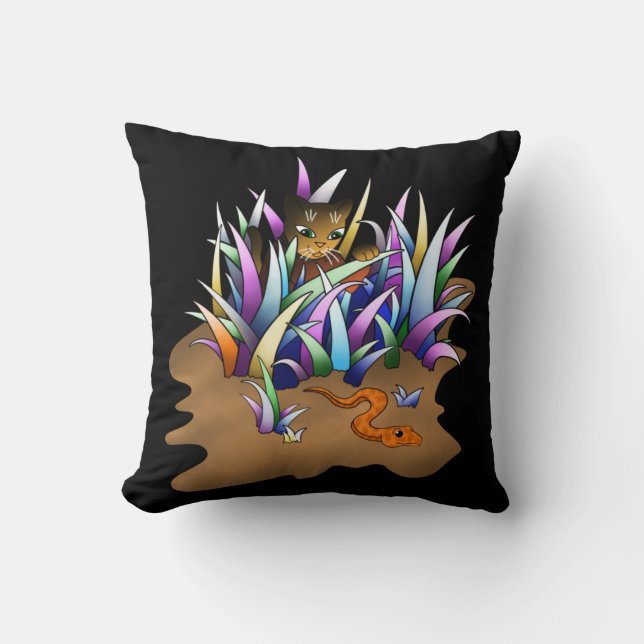 Coussin Chat Chasseur de serpent (Recto)