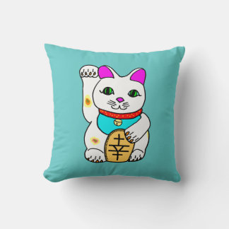 Coussin Chat Chinois Chanceux Maneki Neko Invitant