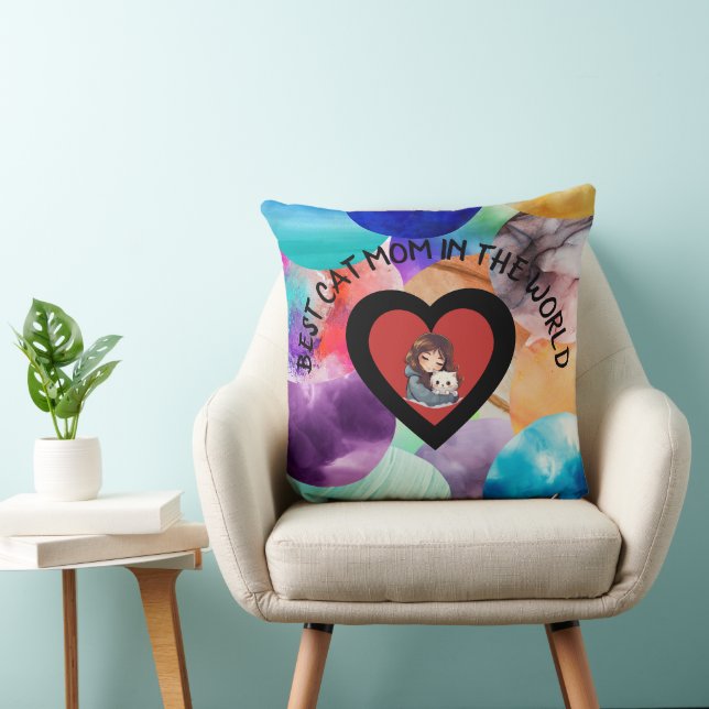 Coussin Chat coloré Maman Été Plage Moderne Jeu d'oreiller (Chaise)