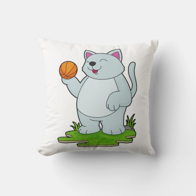 Coussin Chat comme joueur de basket-ball avec basket-ball (Recto)