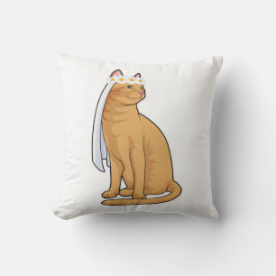 Coussin Chat comme Mariée avec Voile