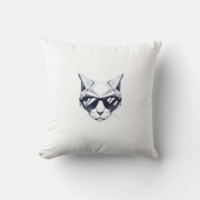 Coussin Chat cool avec lunettes de soleil Lancer l'oreille (Recto)