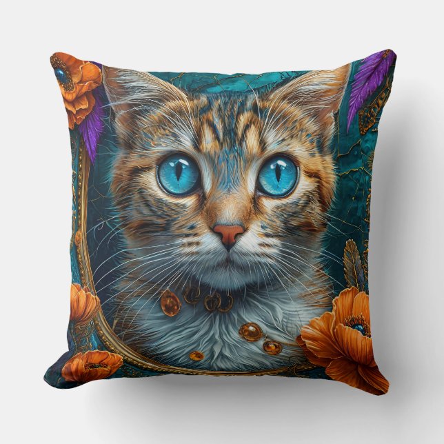Coussin Chat dans les fleurs (Recto)