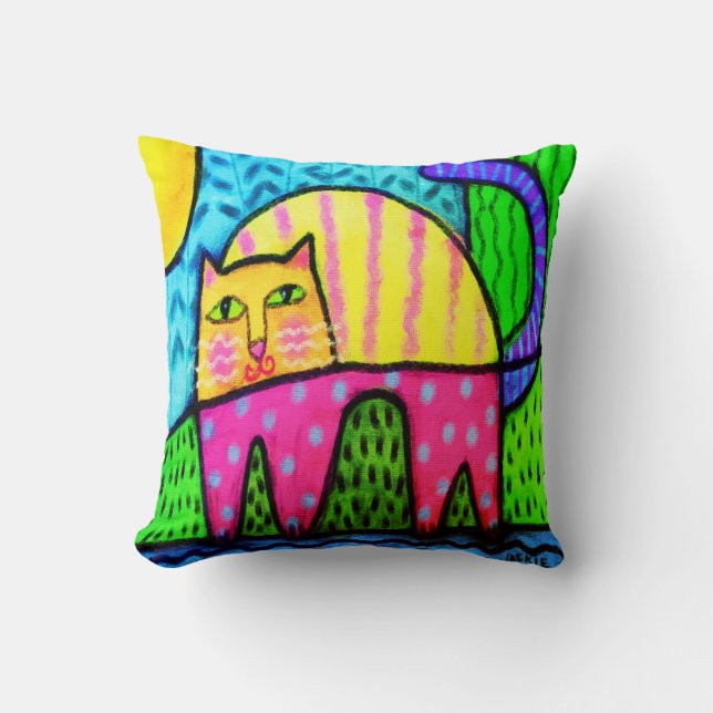 Coussin Chat d'art Abstrait coloré (Recto)