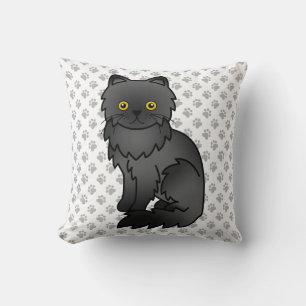 Coussin Chat de dessin animé persan noir mignon & pattes
