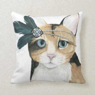 Coussin Chat de Downton incrusté de bijoux avec des