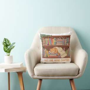 Coussin Chat de lecture cosy "Juste un chapitre de plus" A