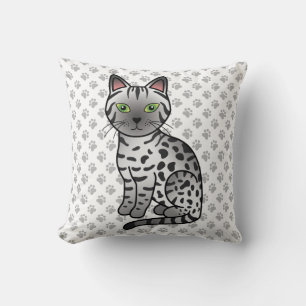 Coussin Chat de Mau égyptien argenté mignon dessin animé &