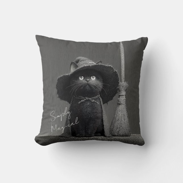 Coussin Chat de sorcière simplement magique (Recto)