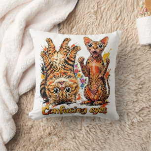 Coussin Chat Deux Divas, Un Regard 👀 Drôle Chat Amusant �