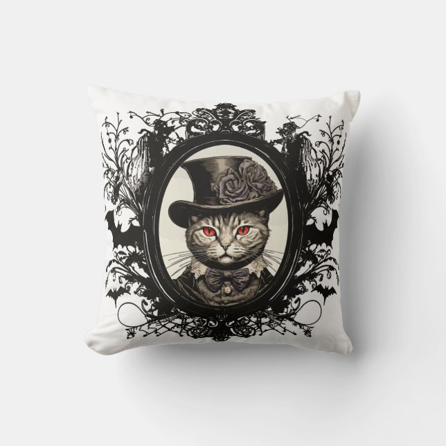 Coussin Chat d'Halloween, Chat Vampire, crocs (Recto)