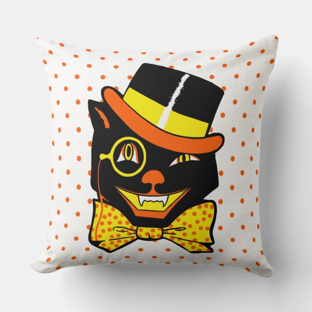 Coussin Chat d'Halloween vintage en haut (Recto)