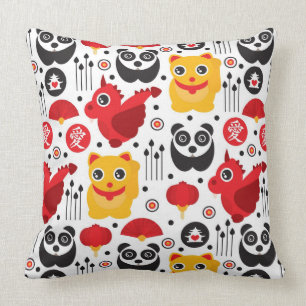 Coussin Chat, dragon, et panda chanceux de la Chine