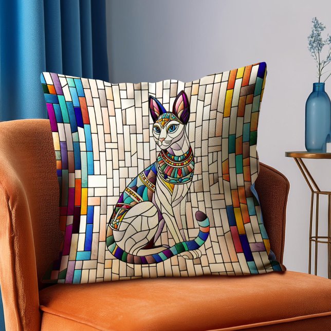 Coussin Chat égyptien - Art Mosaïque (Créateur téléchargé)