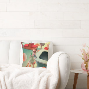 Coussin Chat élégant avec bouteille assise au bar