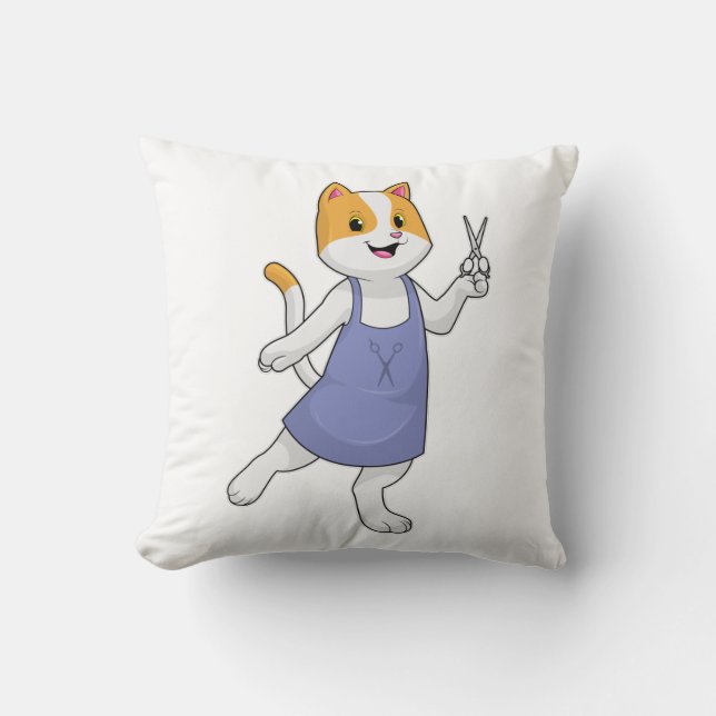 Coussin Chat en coiffeur avec ciseaux (Recto)