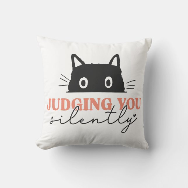 Coussin Chat En Silence Vous Jugeant (Recto)