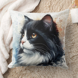 Coussin Chat en smoking mignon - Art aquarelle
