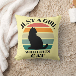 Coussin Chat esthétique Silhouette Retro Pillow