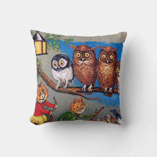 Coussin Chat et Chouette, Louis Wain