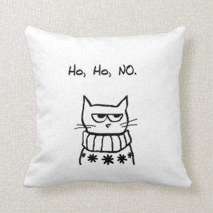Coussin Chat fâché dans un chandail de Noël - Noël drôle