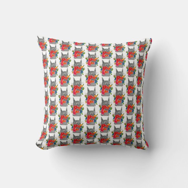 Coussin Chat fleur (Recto)