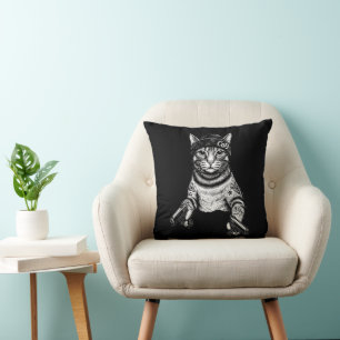 Coussin Chat Gangster Tatoué Art   Kitty Streetwear Cool