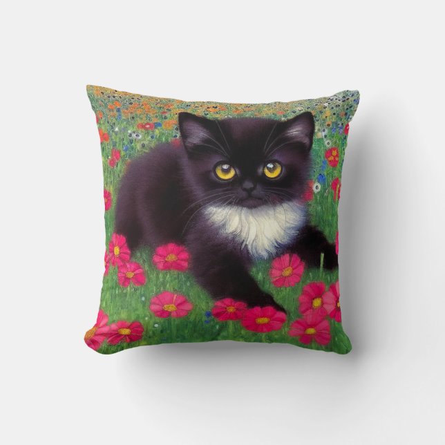 Coussin Chat Gustav Klimt Tuxedo (Recto)