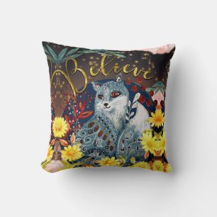 Coussin Chat Hippie Boho super Croire les mots dans l'art