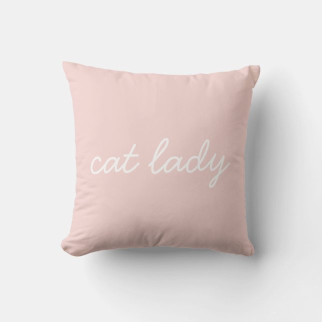 Coussin Chat Lady Simple Script Moderne Lettrant rose (Recto)