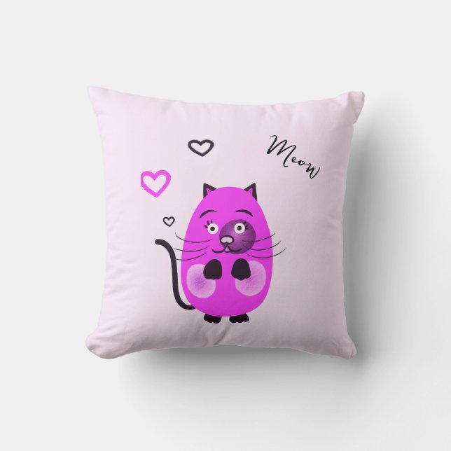 Coussin Chat lilas mou (Recto)