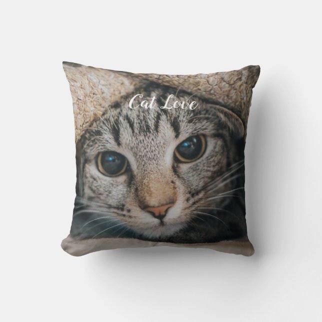 Coussin Chat Love Populaire Design Cadeau (Recto)